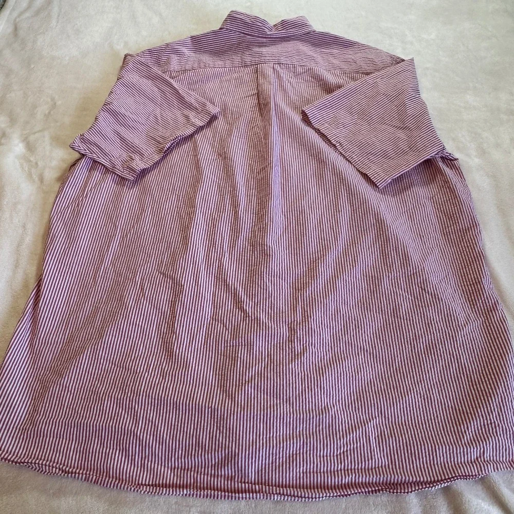 Polo Ralph Lauren Button Down Mens 2XLT Red Seersucker Stripe Short Sleeve Shirt
